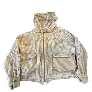 Free People Burnt Orange Waffle Zip Up